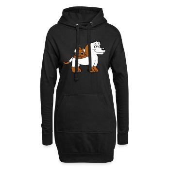 Hund Katze Zwei Freunde Team Kätzchen 2 Duo Crew - Hoodie-Kleid - Schwarz - Vorne