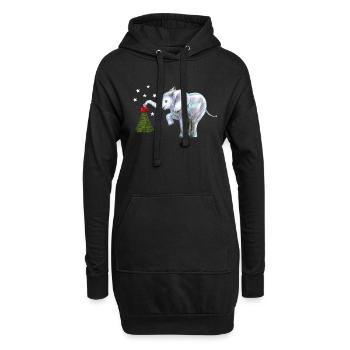 Weihnachten, Elefant Glücksbringer - Hoodie-Kleid - Schwarz - Vorne