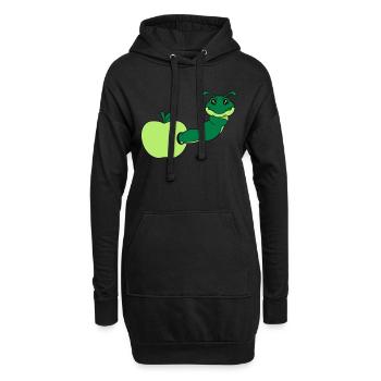 apfel essen loch lecker hunger schnecke kriechen r - Hoodie-Kleid - Schwarz - Vorne