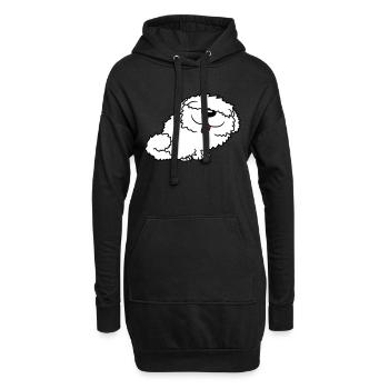 Lustiger Bobtail Hund - Hoodie-Kleid - Schwarz - Vorne