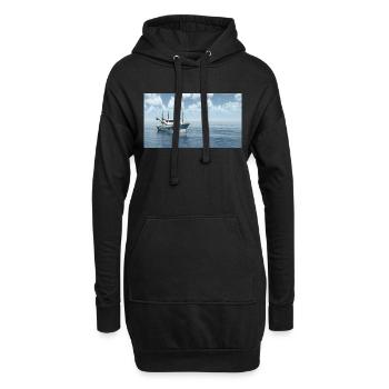 Un chalutier en pleine mer - Sweat-shirt à capuche long Femme - noir - Devant