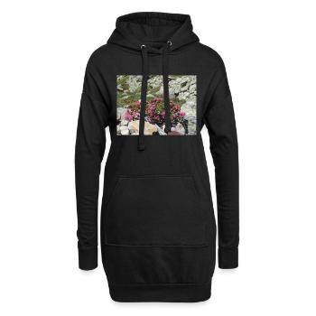 Roses alpines - Sweat-shirt à capuche long Femme - noir - Devant