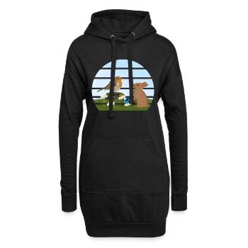 Rotkehlchen Vogel Kaninchen Ostern Frühling - Hoodie-Kleid - Schwarz - Vorne