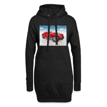 Rennwagen aus den 1920er Jahren - Hoodie-Kleid - Schwarz - Vorne