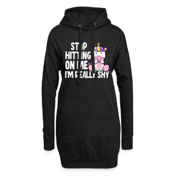 Arrêtez de me draguer, je suis timide - Sweat-shirt à capuche long Femme - noir - Devant