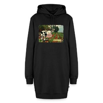 Cowtabak vs Kautabak - kauende Kuh auf einem Feld. - Hoodie-Kleid - Schwarz - Vorne