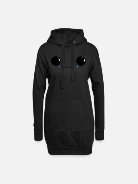 Cute sad face - Hoodie-Kleid - Schwarz