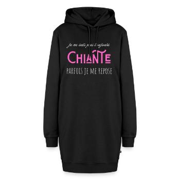 je suis pas toujours chiante parfois je me repose - Sweat-shirt à capuche long Femme - noir - Devant