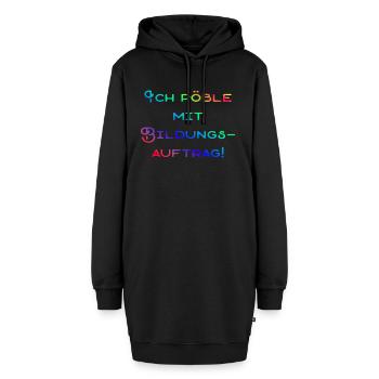 Pöbliger Bildungsauftrag - Hoodie-Kleid - Schwarz - Vorne - AI Model Female 172 light (172cm)