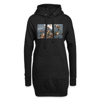 Canard en famille - Sweat-shirt à capuche long Femme - noir - Devant