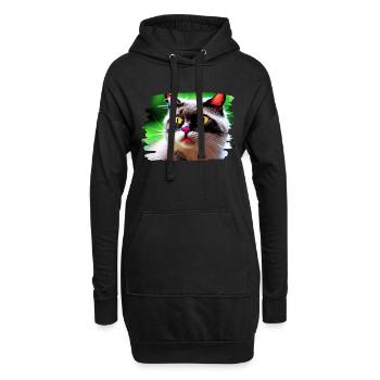 Cracy cat 4 - Hoodie-Kleid - Schwarz - Vorne