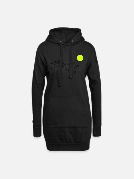 Palmen - Hoodie-Kleid - Schwarz