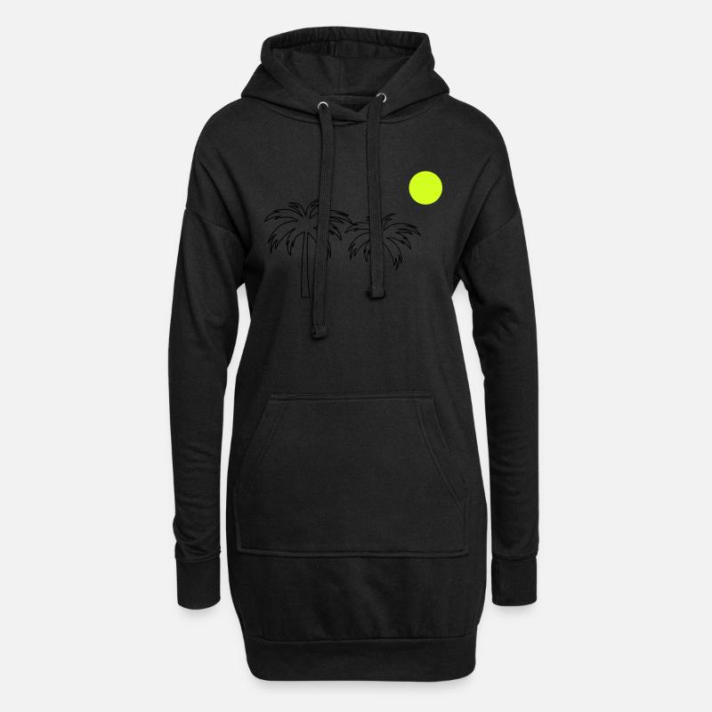 Palmen - Hoodie-Kleid - Schwarz