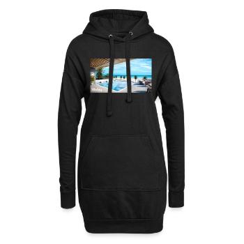 Pool und Strand - Hoodie-Kleid - Schwarz - Vorne