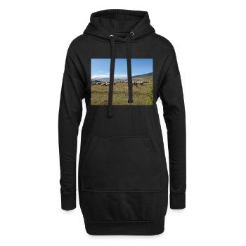 Schafe, Esel, Berge, Wiesen - Hoodie-Kleid - Schwarz - Vorne