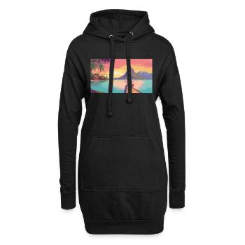 Bora Bora, Polynésie française - Pixel Art - Sweat-shirt à capuche long Femme - noir - Devant