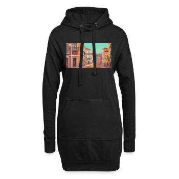 Lisbonne, Portugal - Pixel Art - Sweat-shirt à capuche long Femme - noir - Devant