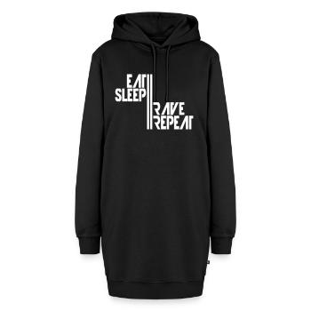 Eat Sleep Rave Repeat Essen Schlafen Raven Spruch - Hoodie-Kleid - Schwarz - Vorne