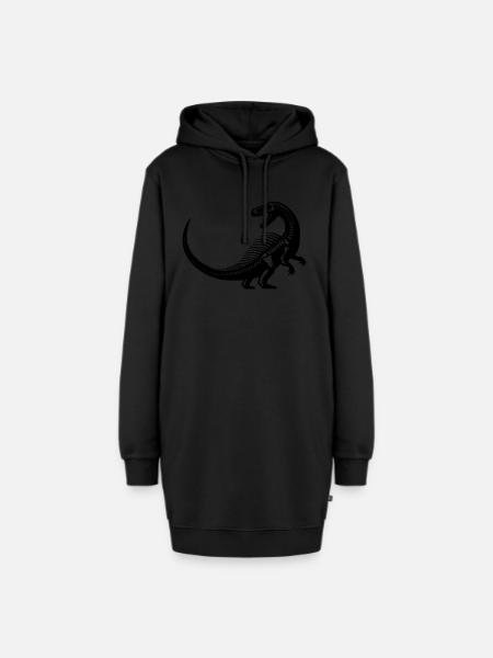 Dinosaurier-Fossil - Hoodie-Kleid - Schwarz