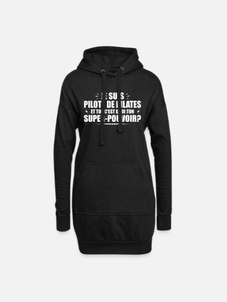 Pilates-Pilot. Was ist deine Superkraft? - Hoodie-Kleid - Schwarz