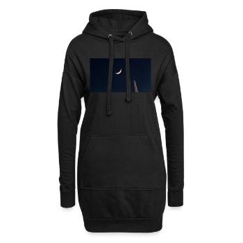 Der Mond und das Flugzeug - Hoodie-Kleid - Schwarz - Vorne