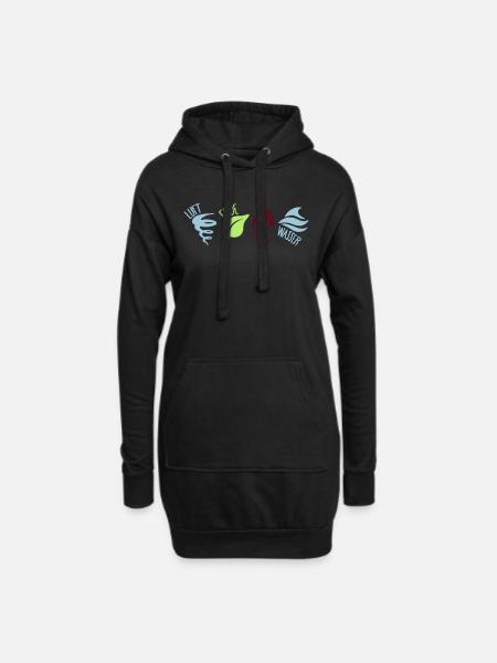 Die 4 Elemente (DEUTSCH) - Hoodie-Kleid - Schwarz
