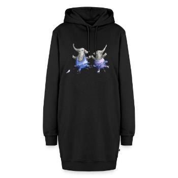 Rollschuh Elefantentanz - Hoodie-Kleid - Schwarz - Vorne - AI Model Female 172 light (172cm)