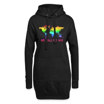 Un monde un monde carte du monde - Sweat-shirt à capuche long Femme - noir - Devant
