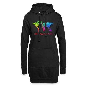 Un monde une maison - Sweat-shirt à capuche long Femme - noir - Devant