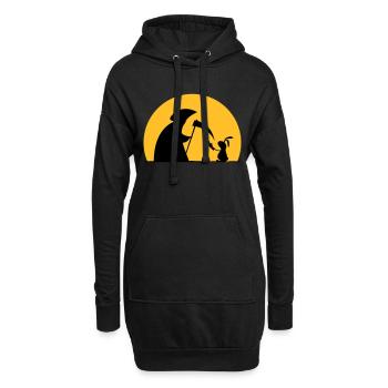 Hase Kaninchen Möhre Tod Sensenmann Karotte bunny - Hoodie-Kleid - Schwarz - Vorne