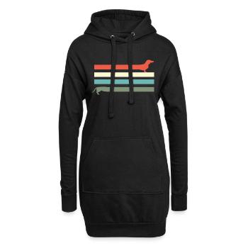 Dackel Dachshund Geschenke Retro - Hoodie-Kleid - Schwarz - Vorne