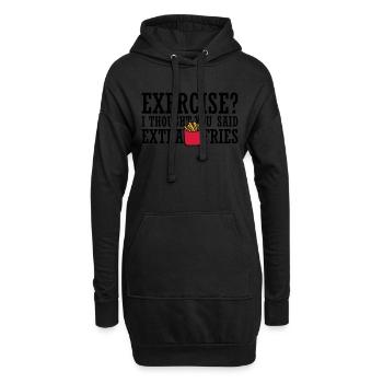 Exercise Extra Fries Zitat - Hoodie-Kleid - Schwarz - Vorne