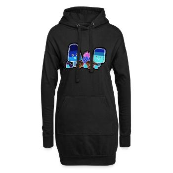 Kawaii-Eis am Stiel in Neon - Hoodie-Kleid - Schwarz - Vorne