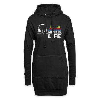 Music is Life - Hoodie-Kleid - Schwarz - Vorne