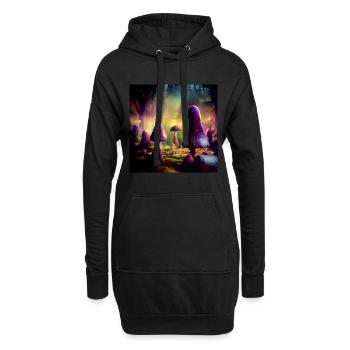 Pilzwald - Hoodie-Kleid - Schwarz - Vorne