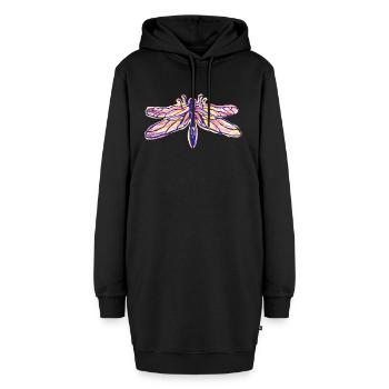 Libelle farbenfroh im Aquarellstil - Hoodie-Kleid - Schwarz - Vorne