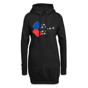 Patrouille de France meeting aérien en formation - Sweat-shirt à capuche long Femme - noir - Devant