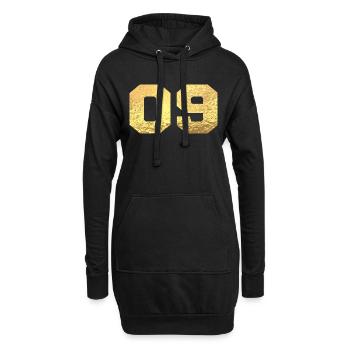 Nummer 9 Gold Glitter - 9. Jahrestag - Hoodie-Kleid - Schwarz - Vorne