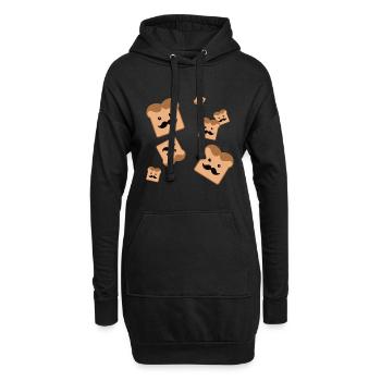 Toast mit Schnurrbart - Hoodie-Kleid - Schwarz - Vorne