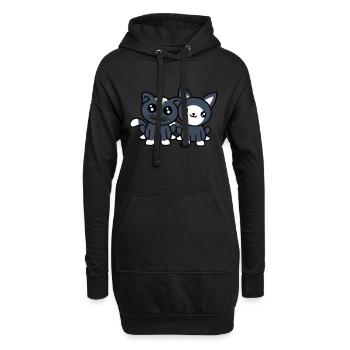 2 chats amis équipe équipage deux chatons de compagnie - Sweat-shirt à capuche long Femme - noir - Devant