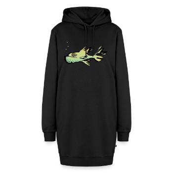 Fisch - Hoodie-Kleid - Schwarz - Vorne - AI Model Female 172 light (172cm)