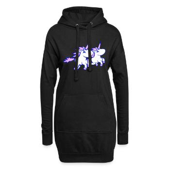 2 Einhörner Team reiten schnell Galopp Freude Crew - Hoodie-Kleid - Schwarz - Vorne