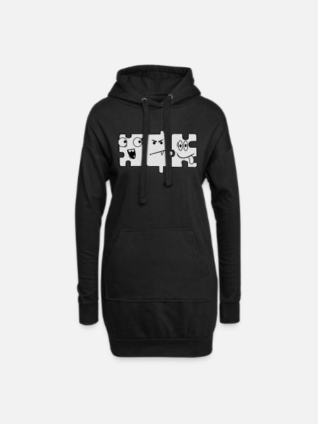 Monstre Puzzle - Sweat-shirt à capuche long Femme - noir