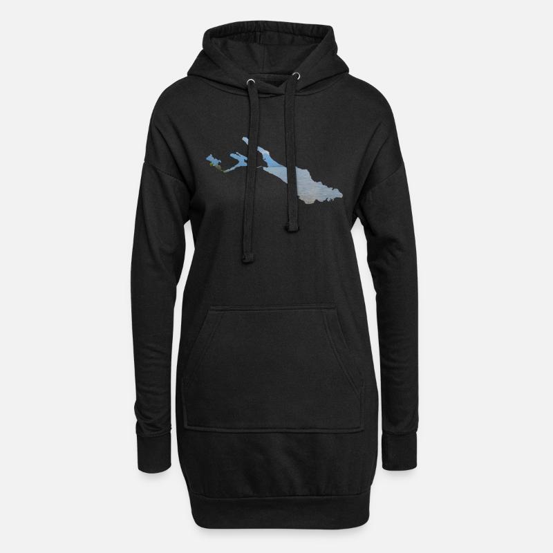Lac de Constance - Sweat-shirt à capuche long Femme - noir