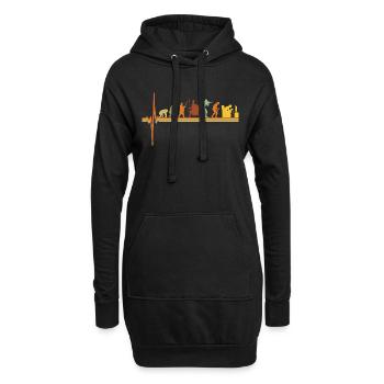 Gaming EKG Herzschlag Evolution Retro Gamer - Hoodie-Kleid - Schwarz - Vorne