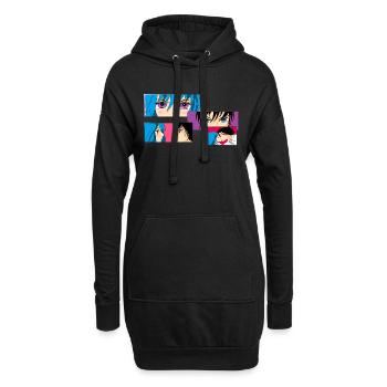 manga - Sweat-shirt à capuche long Femme - noir - Devant