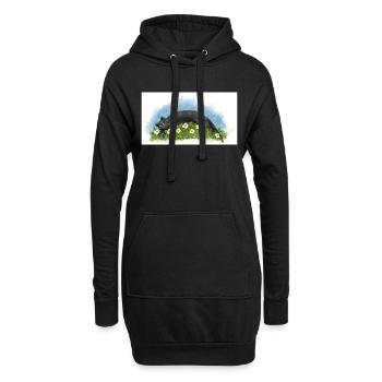 Le chat dort - Sweat-shirt à capuche long Femme - noir - Devant