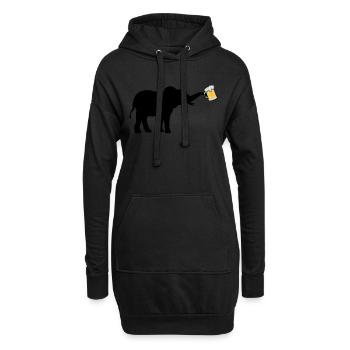 Bier Krug Elefant cool - Hoodie-Kleid - Schwarz - Vorne