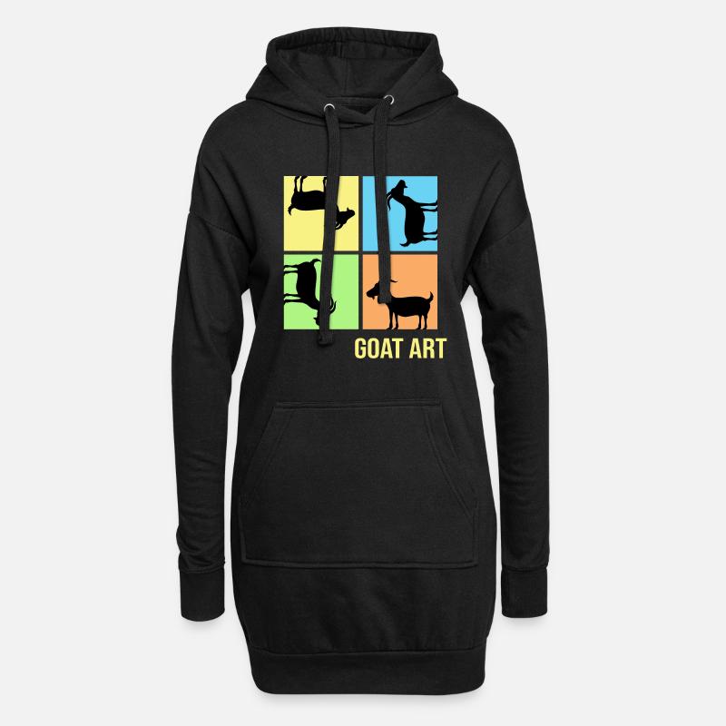 Popart de chèvre Posture de traction de chèvre « goat-art » - Sweat-shirt à capuche long Femme - noir