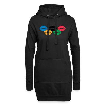 Lippen - Hoodie-Kleid - Schwarz - Vorne
